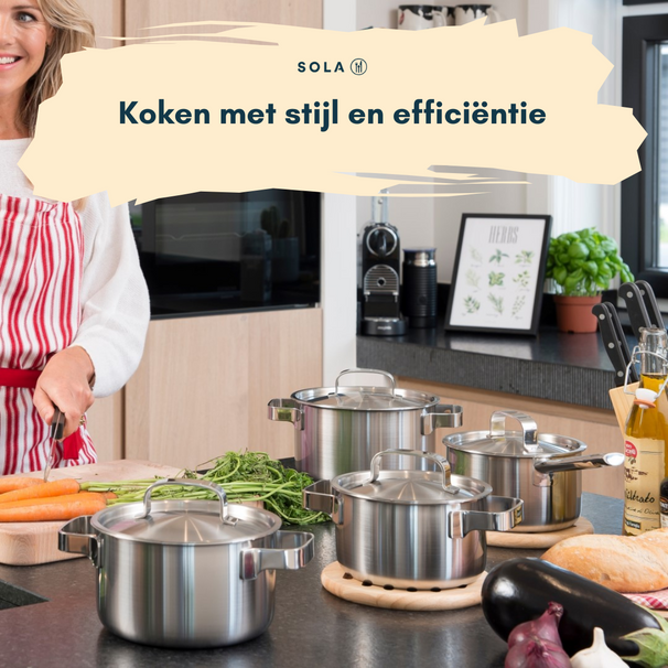 Ensemble de casseroles Ruby - Inox - Casserole ø 16, 18, 20, 24 cm & Casserole ø 16 cm - Compatible induction - 5 pièces