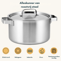 Ensemble de casseroles Ruby - Inox - Casserole ø 16, 18, 20, 24 cm & Casserole ø 16 cm - Compatible induction - 5 pièces