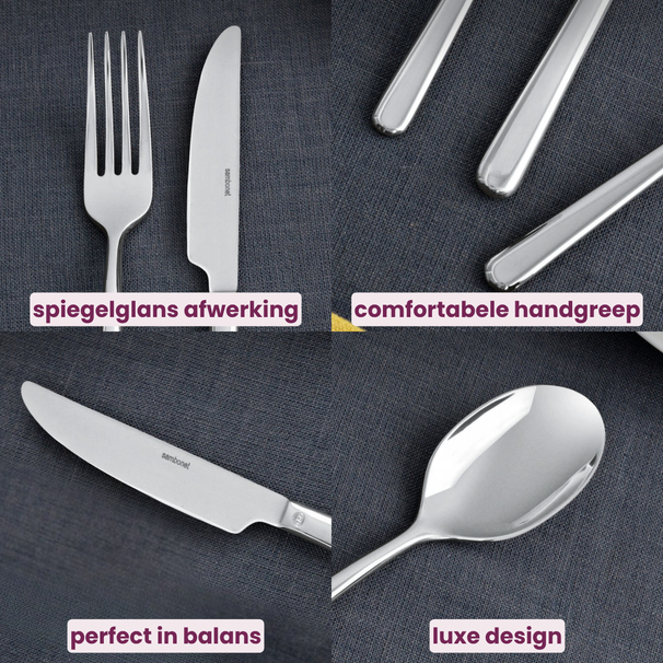 Ensemble de couverts Sambonet Linear en acier inoxydable de 30 pièces.