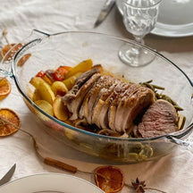 Plat à rôtir Sareva avec couvercle - Verre résistant à la chaleur - Ovale - 28 x 19 cm / 4 litres