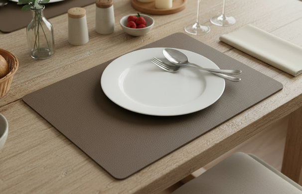 Cosy & Trendy Placemats Leather Look Lead Gray 43 x 30 cm - 6 Stuks