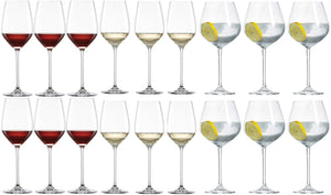 Ensemble de verres à vin Fortissimo Schott Zwiesel 18 pièces - Verres à vin blanc et rouge et verres à gin tonic

