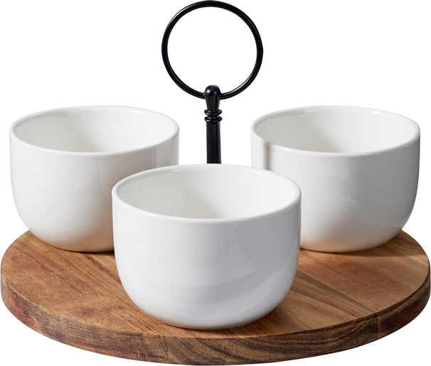 Set de service Cookinglife - Plateau à tapas - en acacia - Ø 19 cm - 4 pièces