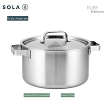 Sola Pannenset Ruby (Kookpan ø 16, 18, 20 & 24 cm, Steelpan ø 16 cm) - Inductie geschikt - 5 Delig