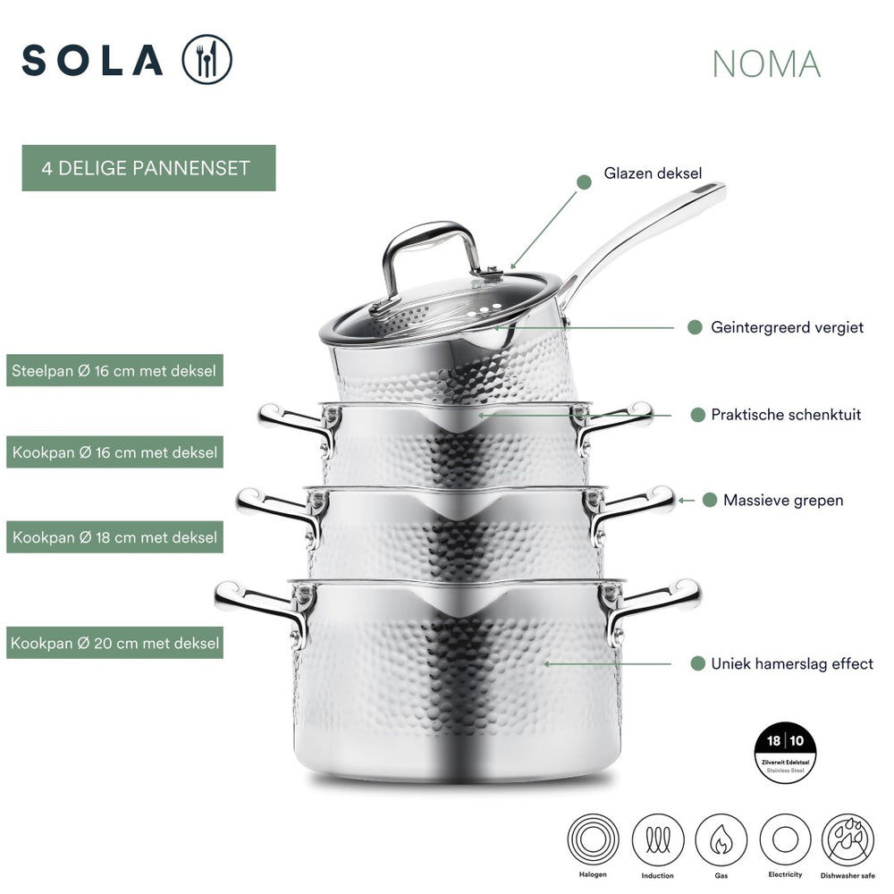 Batterie de cuisine Sola Noma Tri-ply 4 pièces