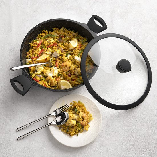 Sola Poêle à Paella avec couvercle Fair Cooking Noir ø 28 cm