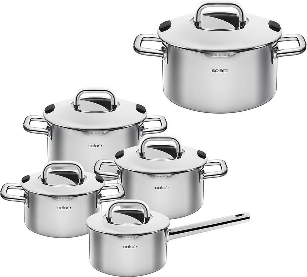 Sola Pannenset Zuma (Kookpan ø 16, 18, 20, 24 & Steelpan ø 16 cm) 5-delig