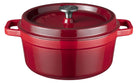 Poêle en fonte Sola avec couvercle - Rouge - ø 28 cm / 5 litres - Revêtement antiadhésif émaillé