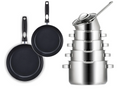 Sola Sets de cuisson Pearl Deluxe - Casserole ø 16, 18, 20, 24 cm, BEKA Poêle 24, 28 cm & Casserole ø 16 cm - Compatible induction & Downdraft - 7 pièces