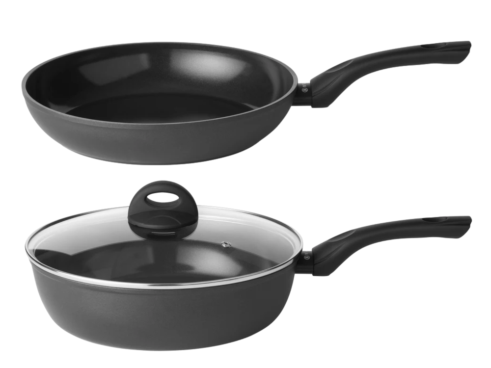 Ensemble de 2 poêles Sola Stonehenge - Poêle à frire ø 28 cm et sauteuse avec couvercle ø 28 cm - Revêtement antiadhésif en céramique