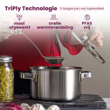 Batterie de casseroles Ruby - Inox - Casserole ø 16, 18, 20, 24 cm & Casserole ø 16 cm - Compatible induction - 5 pièces