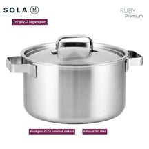 Batterie de casseroles Ruby - Inox - Casserole ø 16, 18, 20, 24 cm & Casserole ø 16 cm - Compatible induction - 5 pièces