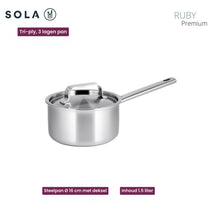Batterie de casseroles Ruby - Inox - Casserole ø 16, 18, 20, 24 cm & Casserole ø 16 cm - Compatible induction - 5 pièces