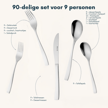 Ensemble de couverts Sola Sevilla - inox 18/0 - 90 Pièces / 9 Personnes