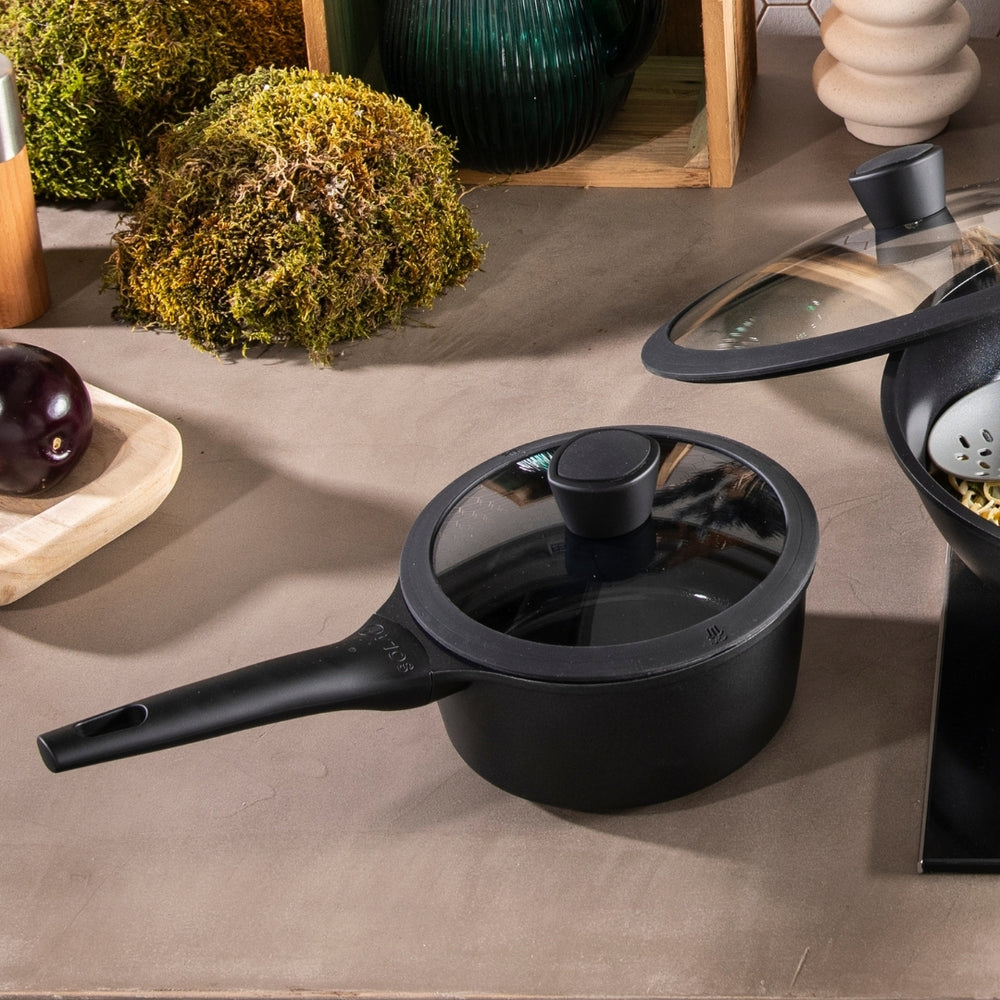 Poêle en acier avec couvercle Sola Ceramic Deluxe - Compatible induction - Revêtement antiadhésif en céramique - ø 18 cm