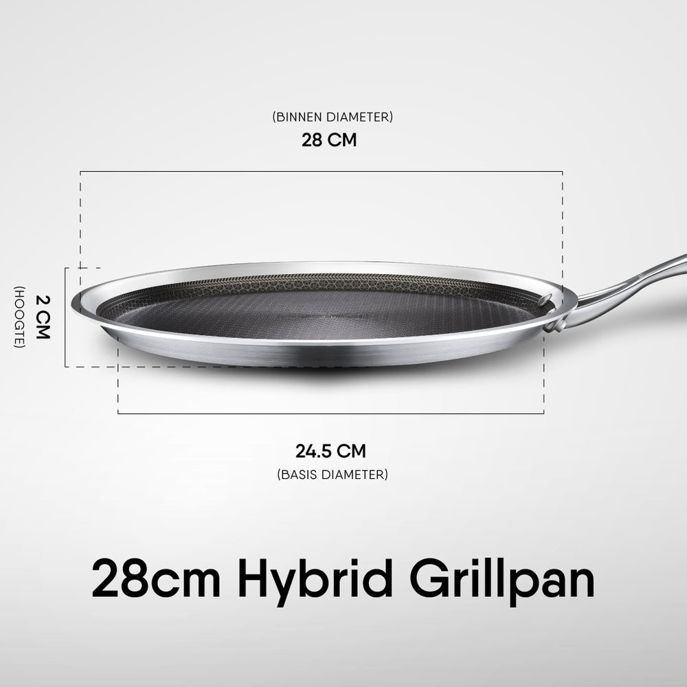 Stahl Cookware Hybrid Grill et Poêle à Crêpes - 28 cm