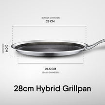 Stahl Cookware Hybrid Grill et Poêle à Crêpes - 28 cm