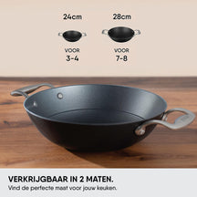 Stahl Cookware Poêle wok Fonte Légère - 28 cm - Convient également à l'induction