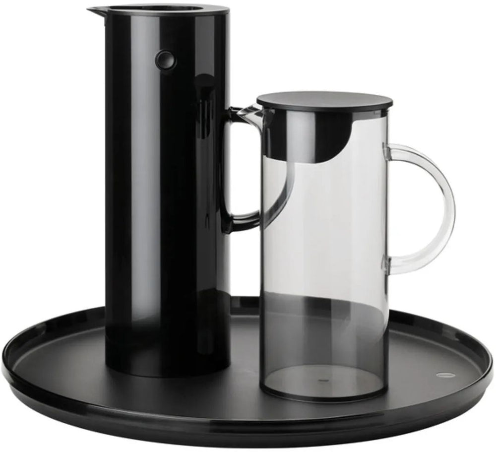 Stelton EM77 pichet isotherme, plateau de service et pichet avec couvercle noir