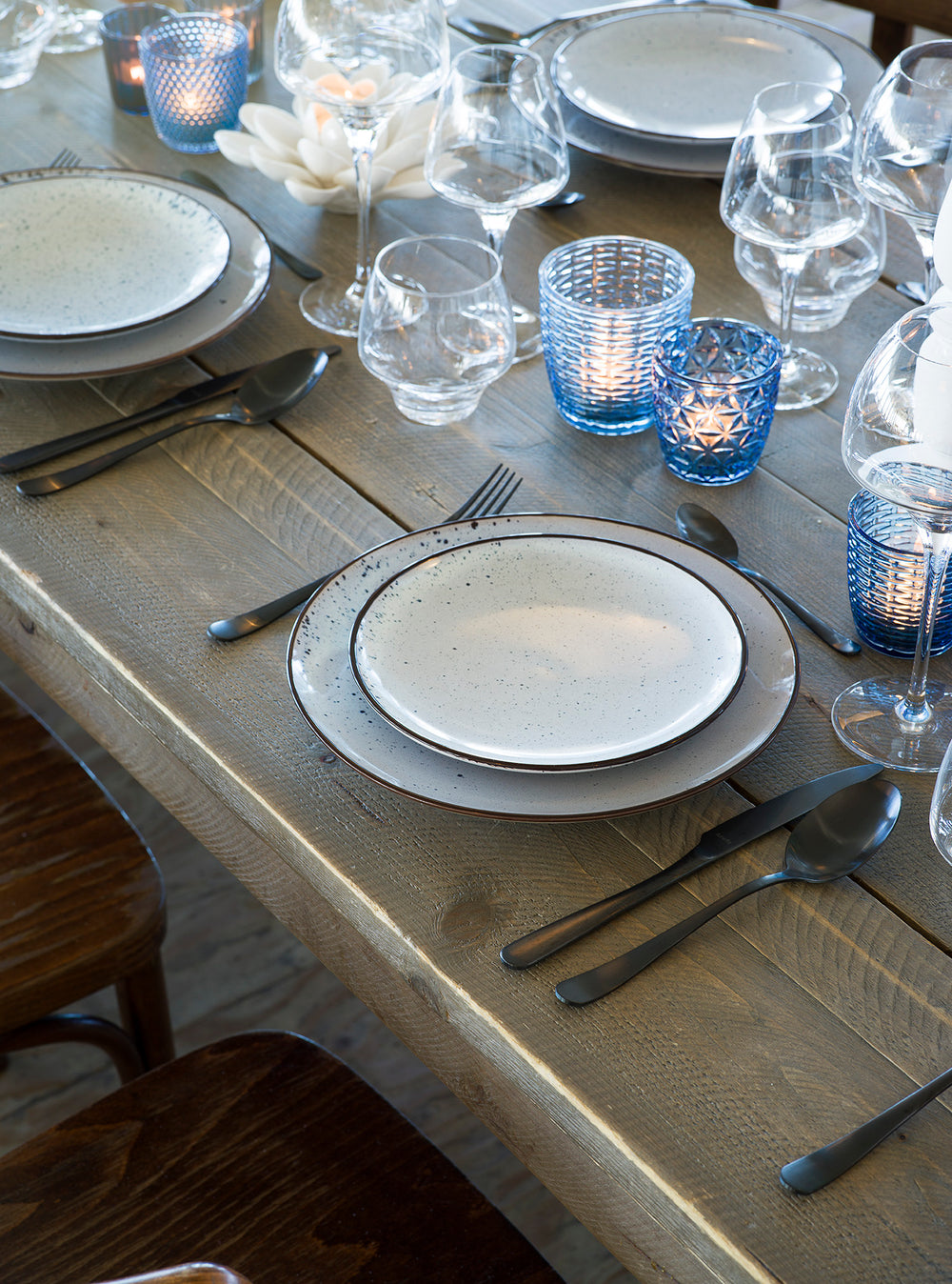 Assiettes creuses/assiettes à pâtes Cosy & Trendy Tessa Bleu - ø 18 cm - Lot de 6