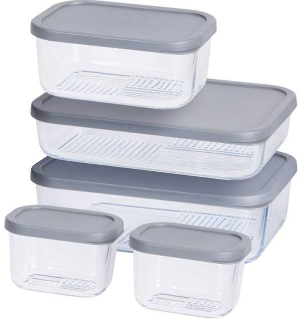 Set de boîtes repas Cookinglife - en verre - 300/750/1200/1700 ml - 5 pièces