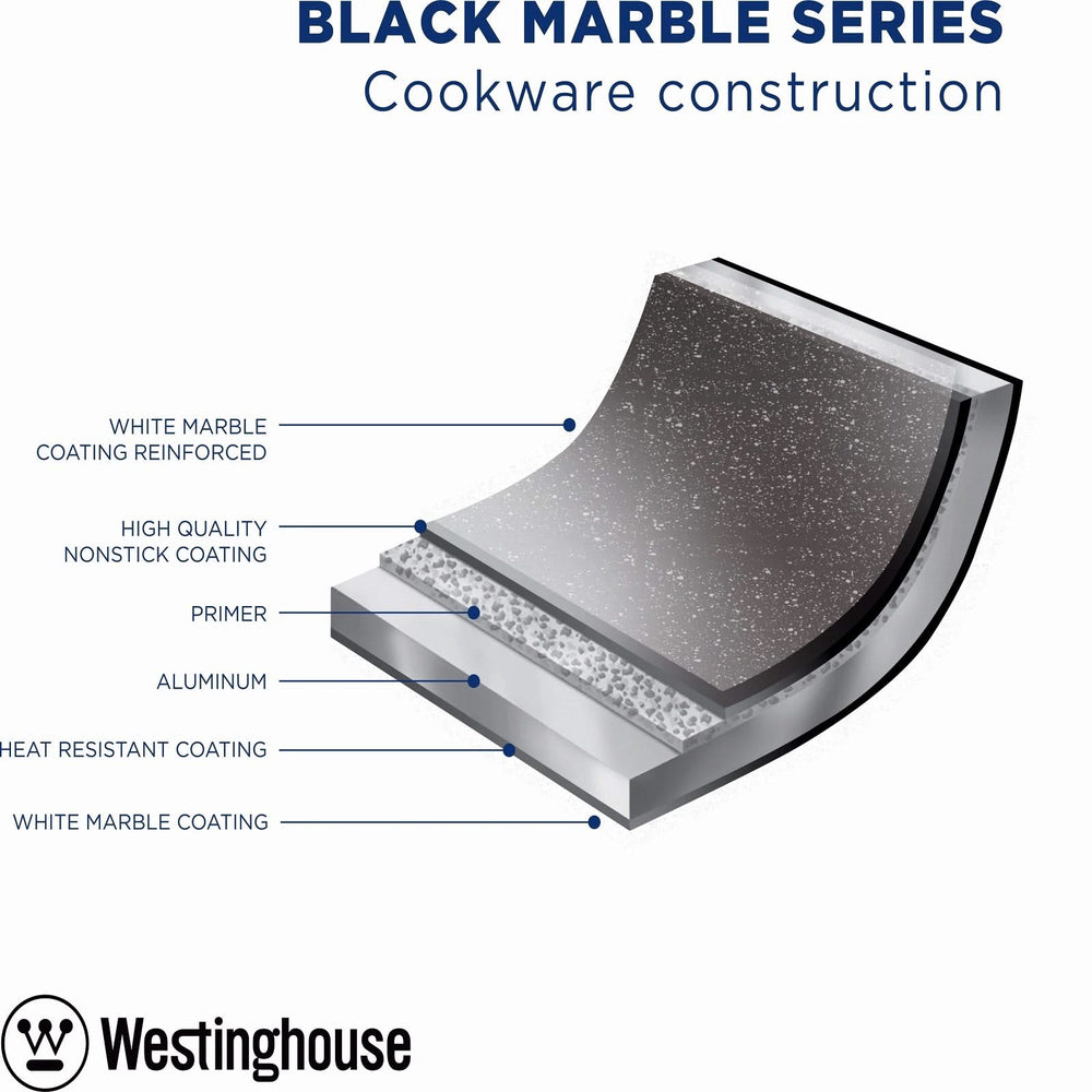 Casserole Westinghouse Black Marble - ø 28 cm / 8,5 litres - Revêtement antiadhésif standard