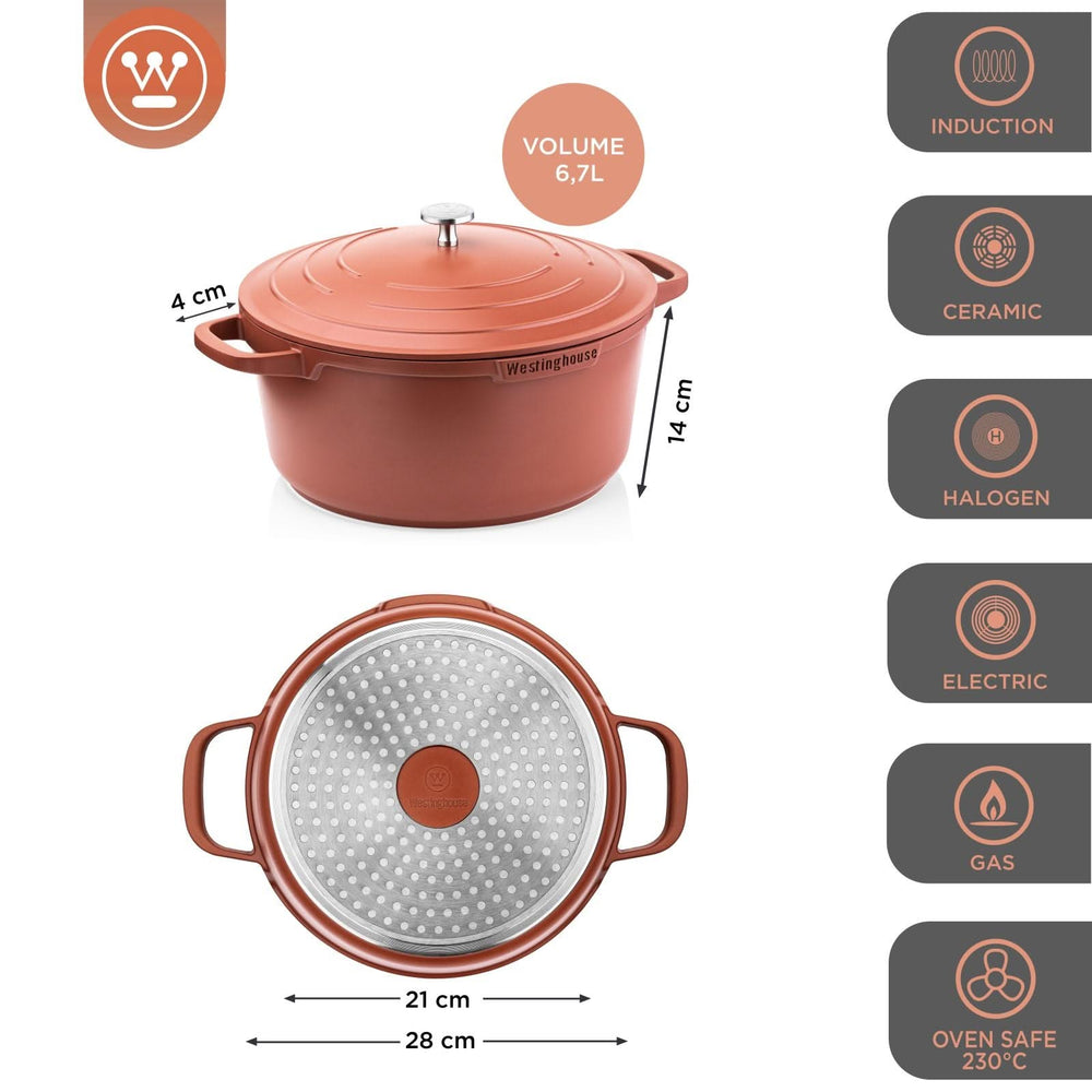 Cocotte Westinghouse Performance Rebel Red - ø 28 cm / 6,7 litres