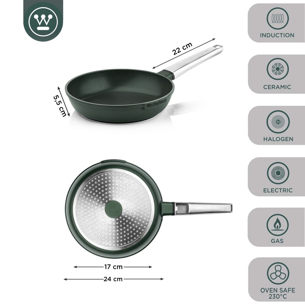 Poêle Westinghouse Performance Gracious Green - ø 24 cm - Revêtement antiadhésif standard