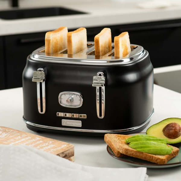 Westinghouse Grille-pain Retro Collections - 4 fentes - noir réglisse - WKTTB809BK