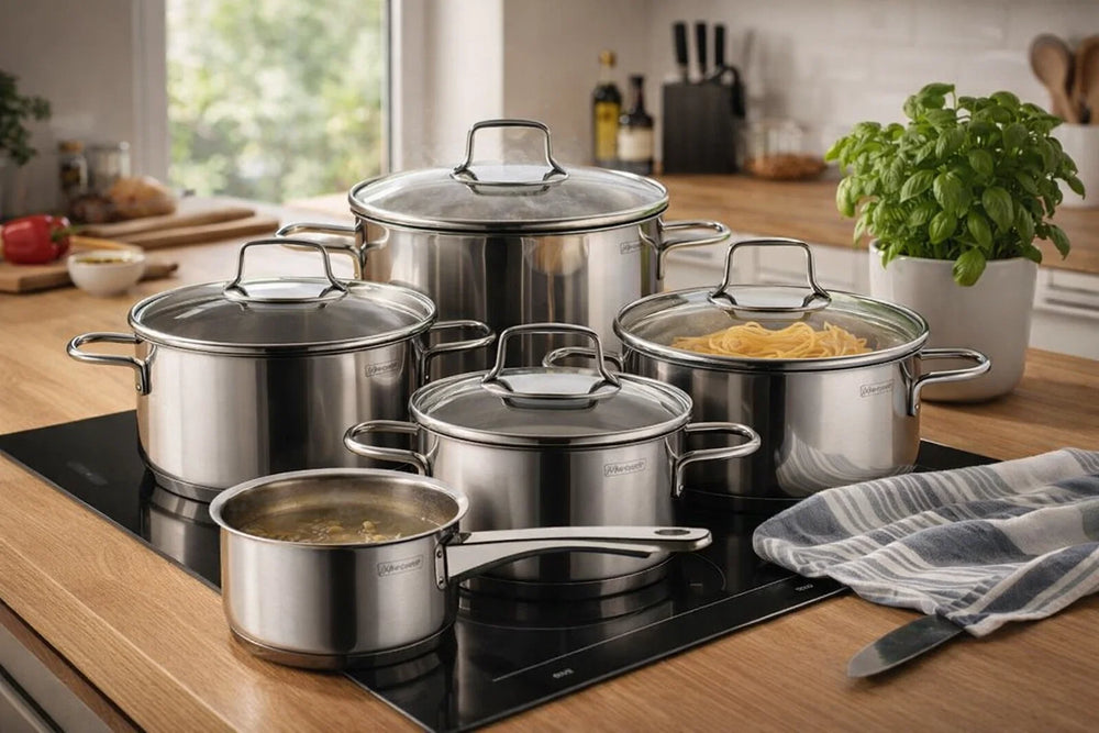 Batterie de casseroles WMF Astoria - 5 pièces - Incluant un ensemble de casseroles Cookinglife GRATUIT - Casseroles de ø 16, 20, 24 et 28 cm et casserole de ø 14 cm