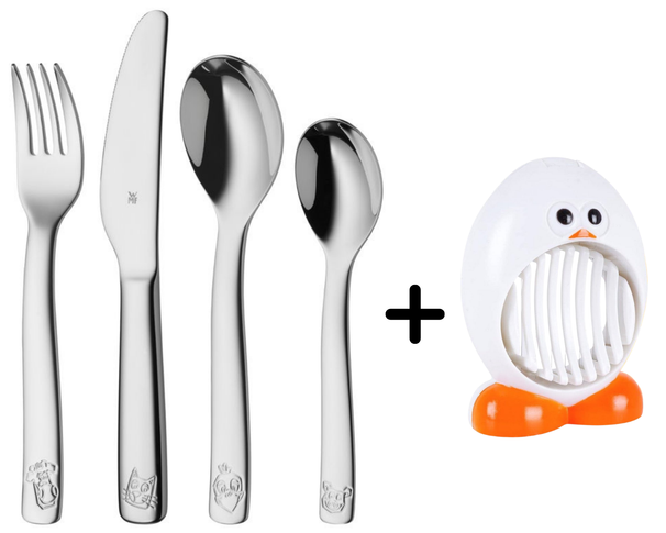 Ensemble de couverts pour enfants WMF Farm 4 pièces - Comprend un coupe-œufs poussin Cookinglife GRATUIT