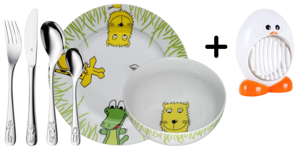 Ensemble de couverts pour enfants WMF Safari 6 pièces - Comprend un coupe-œufs en poulet Cookinglife GRATUIT