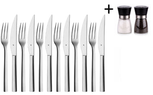 Ensemble de couverts à steak WMF - en inox 18/10 - Nuova - 23 cm - 14 pièces