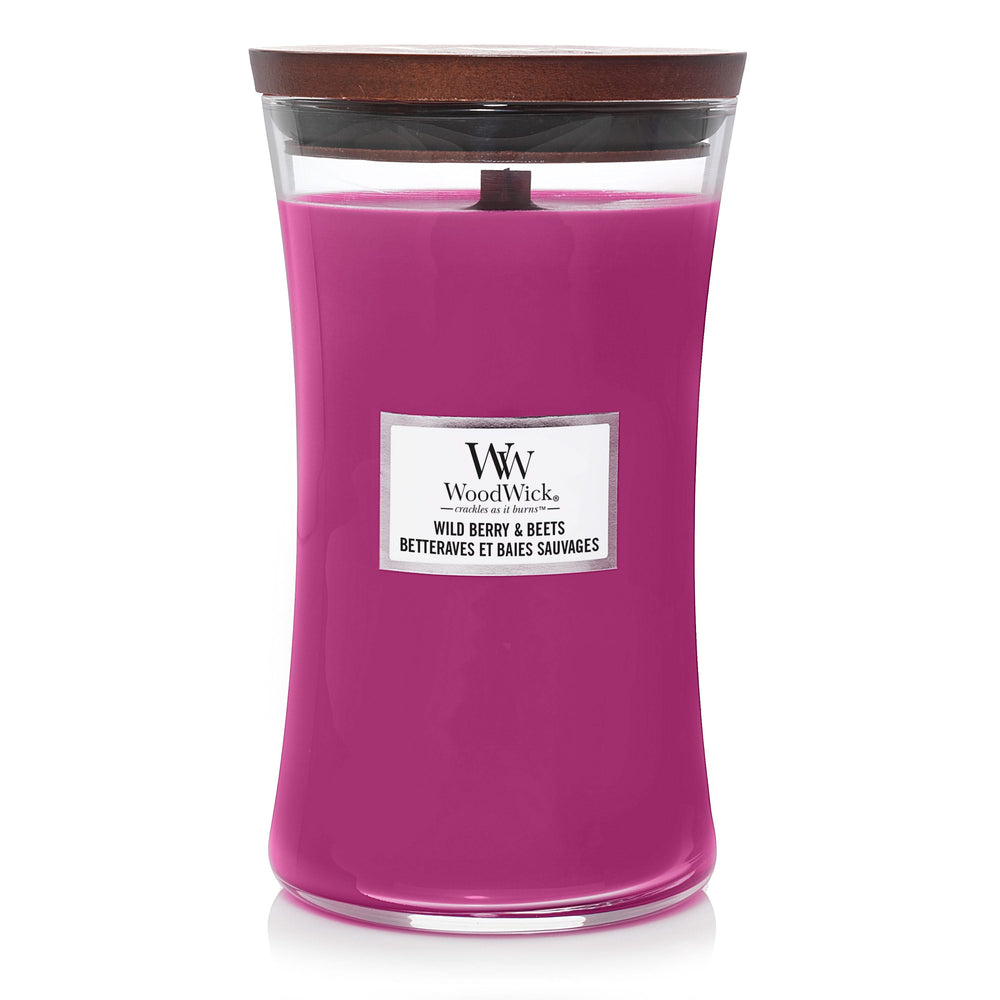 Bougie parfumée WoodWick Wild Berry & Beets - Grand format - 18 cm / ø 10 cm