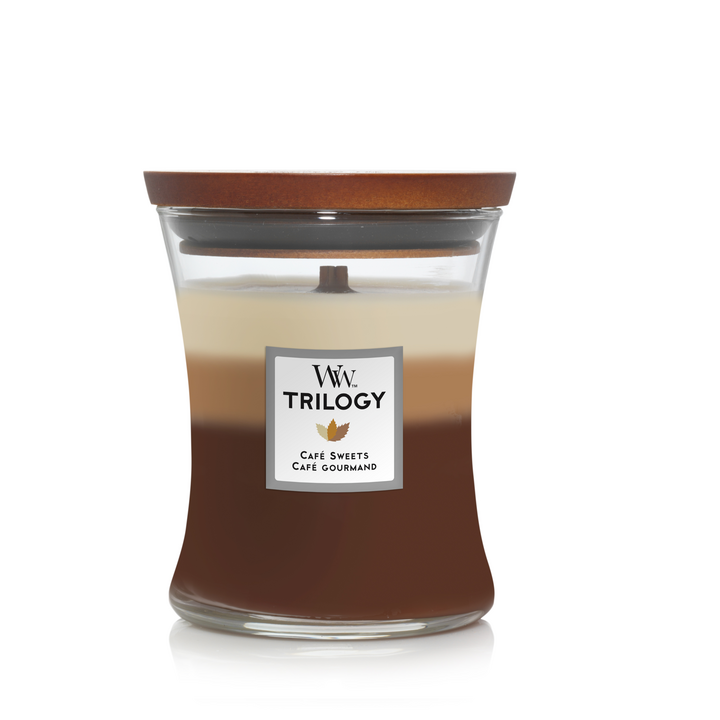 Bougie parfumée WoodWick Medium Trilogy Café Sweets - 11 cm / ø 10 cm