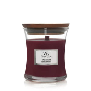 Bougie parfumée WoodWick - Bougie en verre - Black Cherry - 11 cm / ø 10 cm