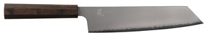 Couteau Yaxell Kiritsuke Hana 20 cm - Acier inoxydable 3 couches - Manche en bois Pakka brun foncé