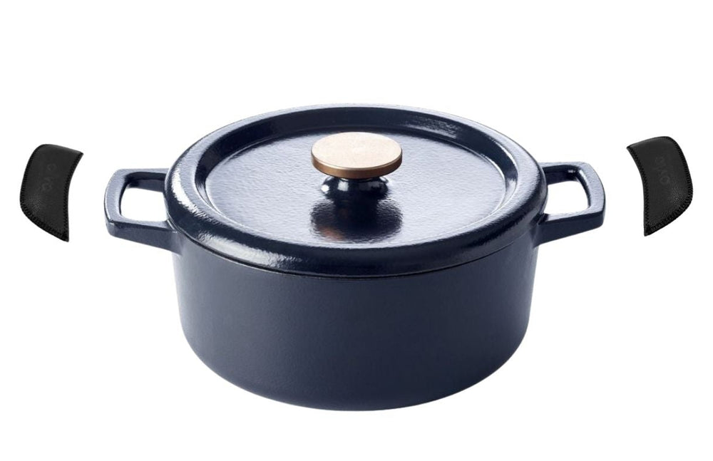 Alva Braadpan - Dutch Oven Nori Gietijzer ø 26 cm + Gratis handvaten - geëmailleerde anti-aanbaklaag