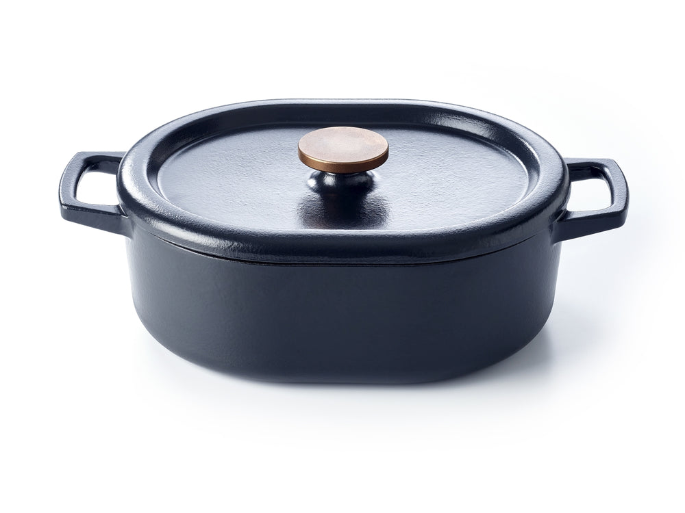 Ensemble de cocotte en fonte Alva - Cocotte ovale - Nori - 5,5 L - 2 pièces