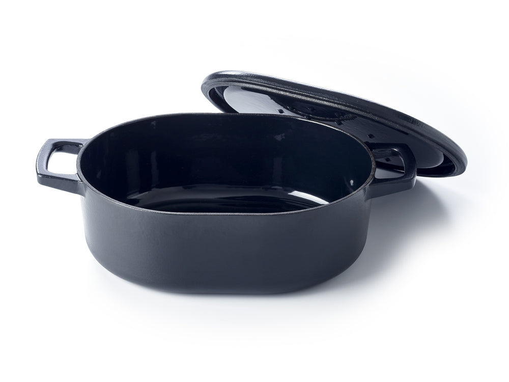Ensemble de cocotte en fonte Alva - Cocotte ovale - Nori - 5,5 L - 2 pièces