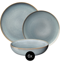 Service de vaisselle ASA Selection Saisons - Denim - 18 pièces / 6 personnes - 6 Assiette plates, 6 assiettes à petit-déjeuner en 6 bols