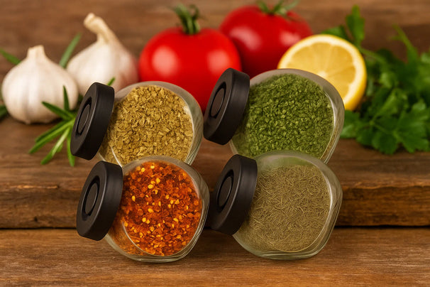 Cookinglife Kruidenpotjes Glas Zwart 175 ml - 4 Stuks