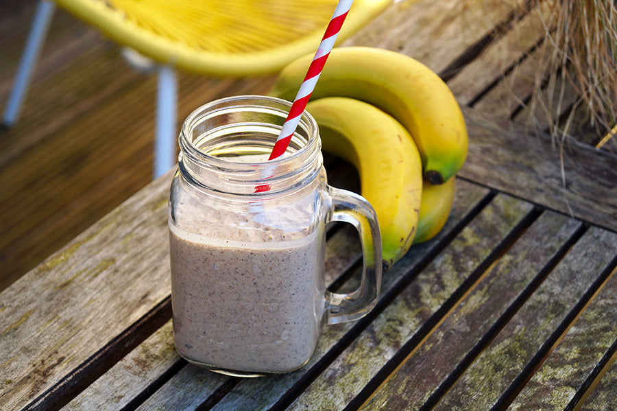 Heerlijke smoothie met pindakaas, chocola en banaan!