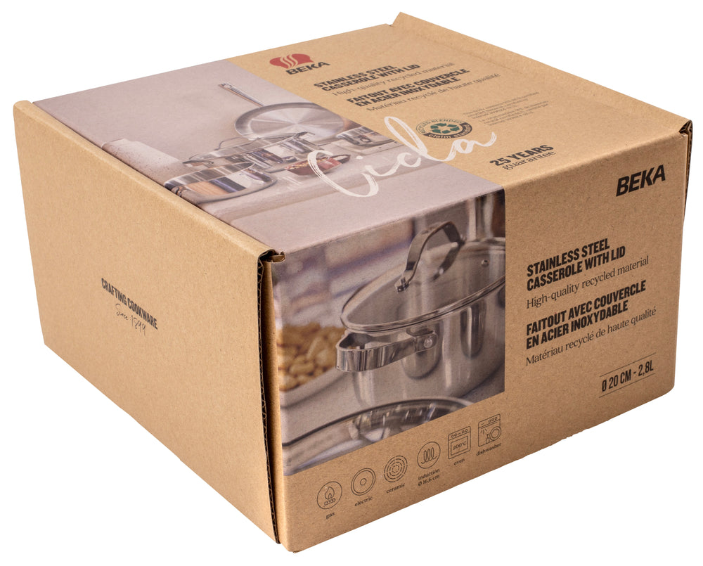 Beka Kookpan met glazen deksel - Cicla - RVS - ø 24 cm - 5.2 Liter - geschikt voor alle warmtebronnen