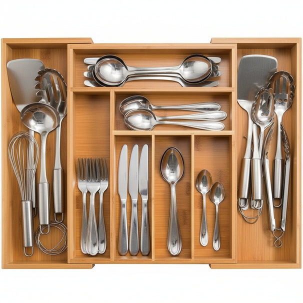 Range-Couverts Cookinglife - Bambou - extensible - 28x34x5cm / 45x34x5cm