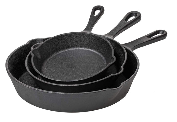 Blackwell set de poêles fonte / skillets Ø 16. 20 et 25 cm – compatible avec toutes les sources de chaleur – sans revêtement antiadhésif 