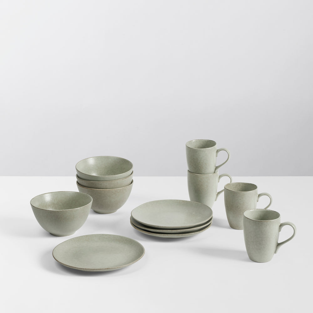 Ensemble de petit-déjeuner Broste Copenhagen Nordic Marsh 12 pièces / 4 personnes - 4 assiettes à petit-déjeuner, 4 bols et 4 tasses