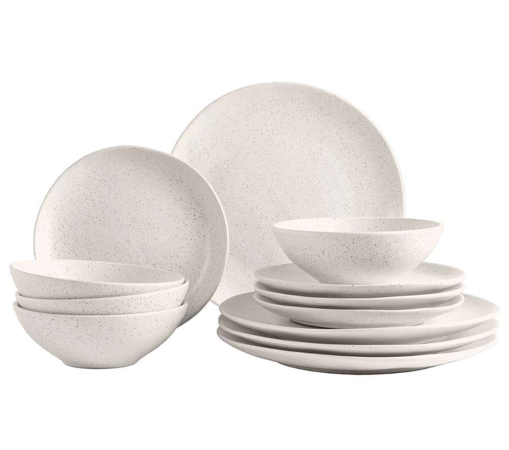 Ensemble de vaisselle Broste Copenhagen Nordic Vanilla 12 pièces / 4 personnes - 4 assiettes à diner, 4 assiettes à petit-déjeuner et 4 bols