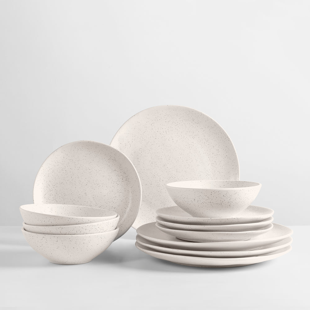 Ensemble de vaisselle Broste Copenhagen Nordic Vanilla 12 pièces / 4 personnes - 4 assiettes à diner, 4 assiettes à petit-déjeuner et 4 bols