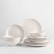 Ensemble de vaisselle Broste Copenhagen Nordic Vanilla 12 pièces / 4 personnes - 4 assiettes à diner, 4 assiettes à petit-déjeuner et 4 bols